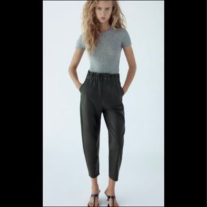 Faux leather baggy pants